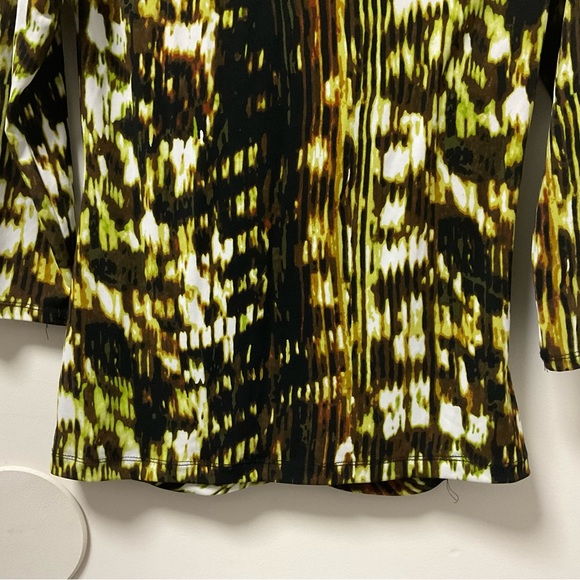 Cool Grace Elements Brown Yellow & Black Pleated Accent Polyester Spandex Top! - Picture 10 of 11